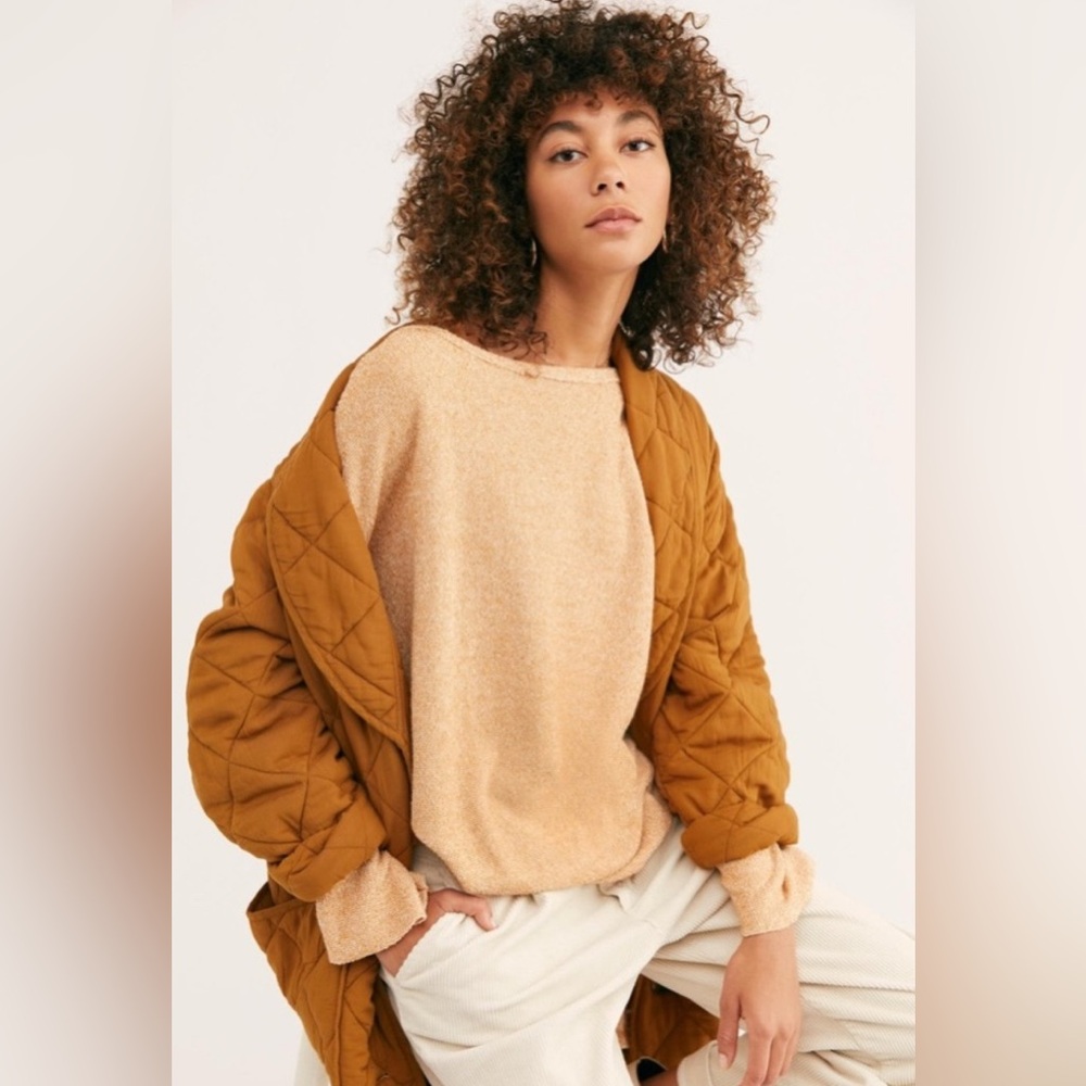 Free People Franny Pullover Honey Ginger size small (oversized) EUC - Picture 1 of 10